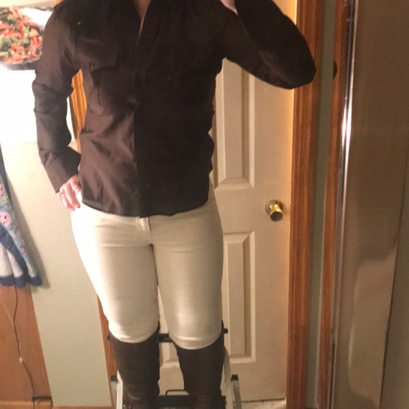 Lauren by Ralph Lauren sheer silky button down - Picture 7 of 8